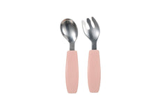 Richell TLI Stainless Steel Easy Grip Spoon & Fork w/ Case 7m+