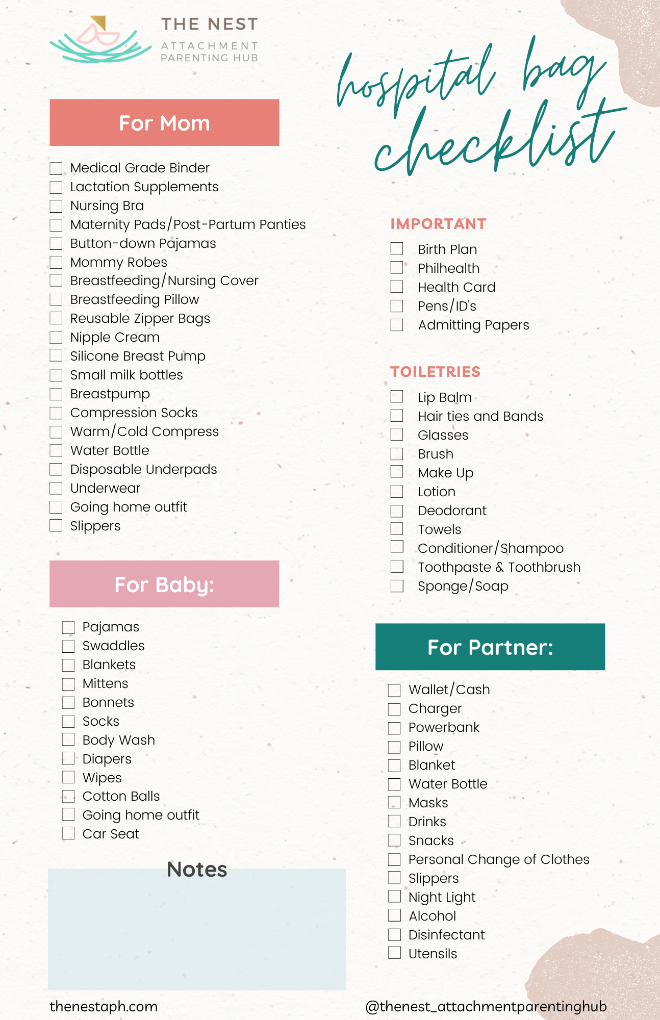 Packing Your Hospital Bag Checklist  Lynzy  Co