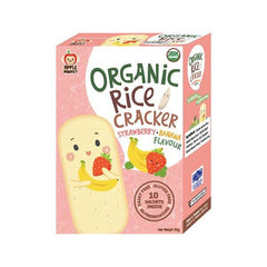 Apple Monkey Organic Rice Crackers - Strawberry + Banana | The Nest Attachment Parenting Hub