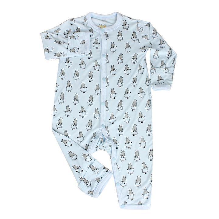 Baa Baa Sheepz Button Long Sleeve Romper – Blue Small Sheep | The Nest Attachment Parenting Hub