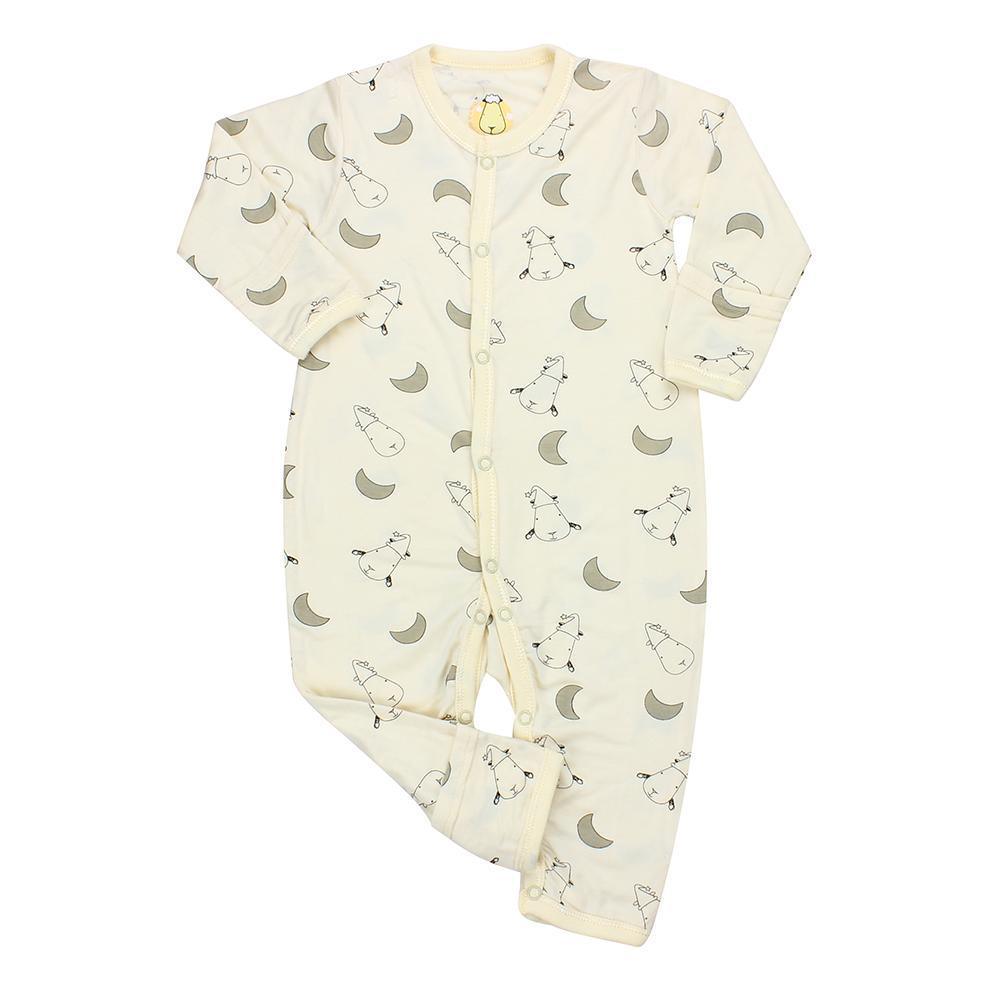 Baa Baa Sheepz Button Long Sleeve Romper – Butter Small Moon Sheepz | The Nest Attachment Parenting Hub