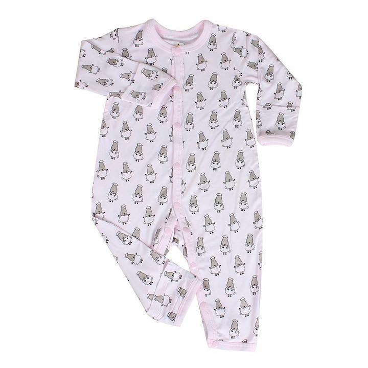 Baa Baa Sheepz Button Long Sleeve Romper – Pink Small Sheep | The Nest Attachment Parenting Hub