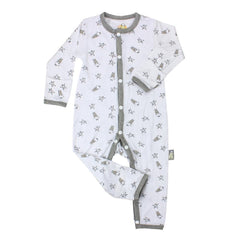 Baa Baa Sheepz Button Long Sleeve Romper - White Small Star Sheep | The Nest Attachment Parenting Hub