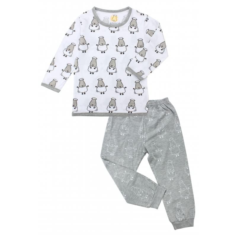 Baa Baa Sheepz Long Sleeve Shirt + Pants - White Big Sheep + Grey Big Sheep | The Nest Attachment Parenting Hub