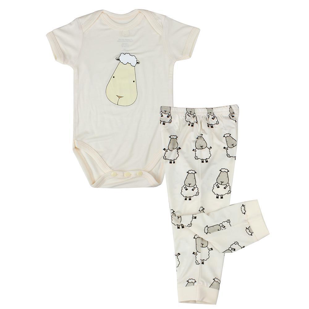 Baa Baa Sheepz Short Sleeve Onesie + Pants - Butter Big Face + Butter Big Sheep | The Nest Attachment Parenting Hub