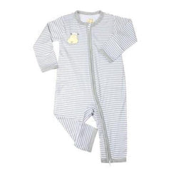 Baa Baa Sheepz Zip Long Sleeve Romper - Grey Stripe | The Nest Attachment Parenting Hub