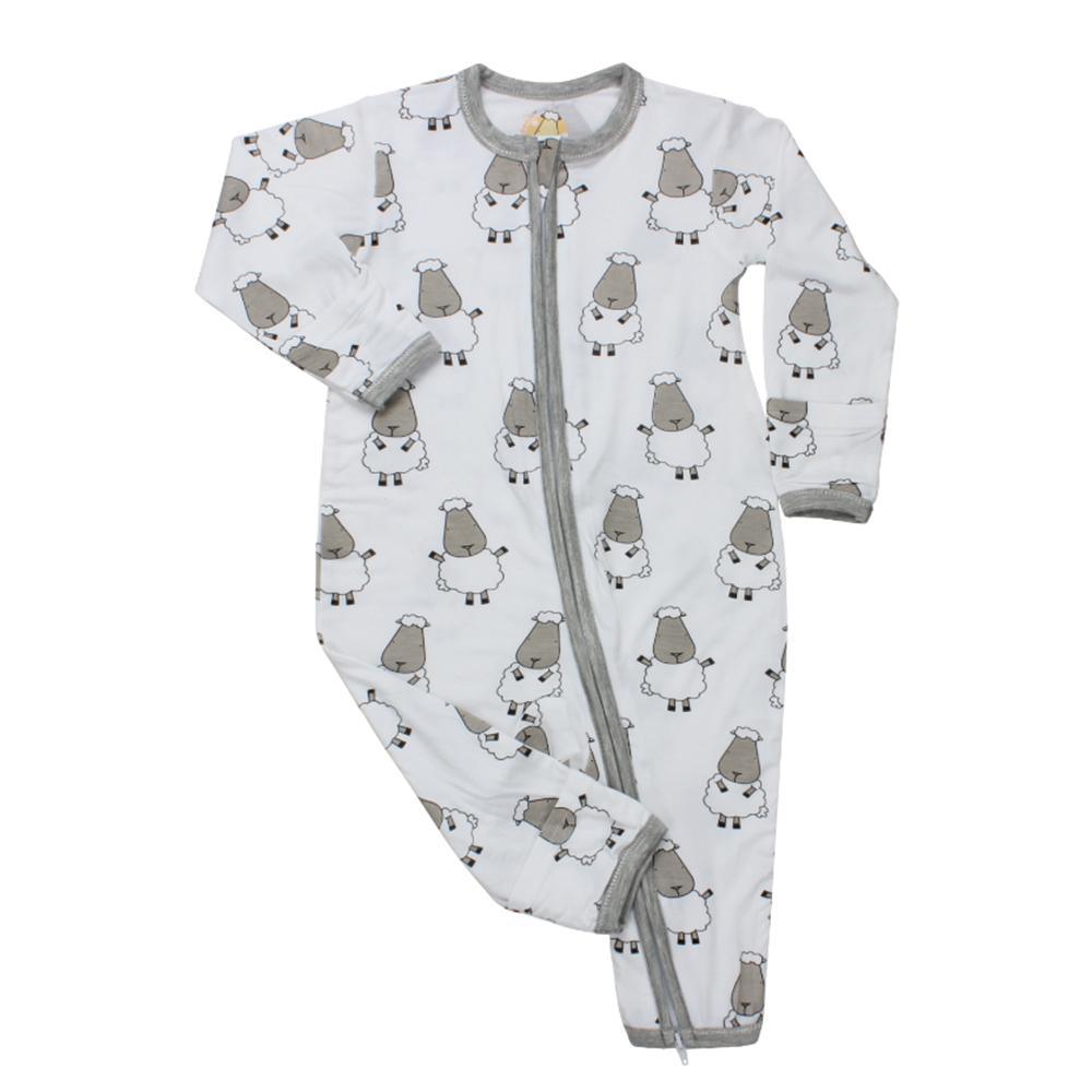 Baa Baa Sheepz Zip Long Sleeve Romper - White Big Sheep | The Nest Attachment Parenting Hub