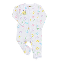 Baa Baa Sheepz Zip Long Sleeve Romper - White Colourful Star | The Nest Attachment Parenting Hub