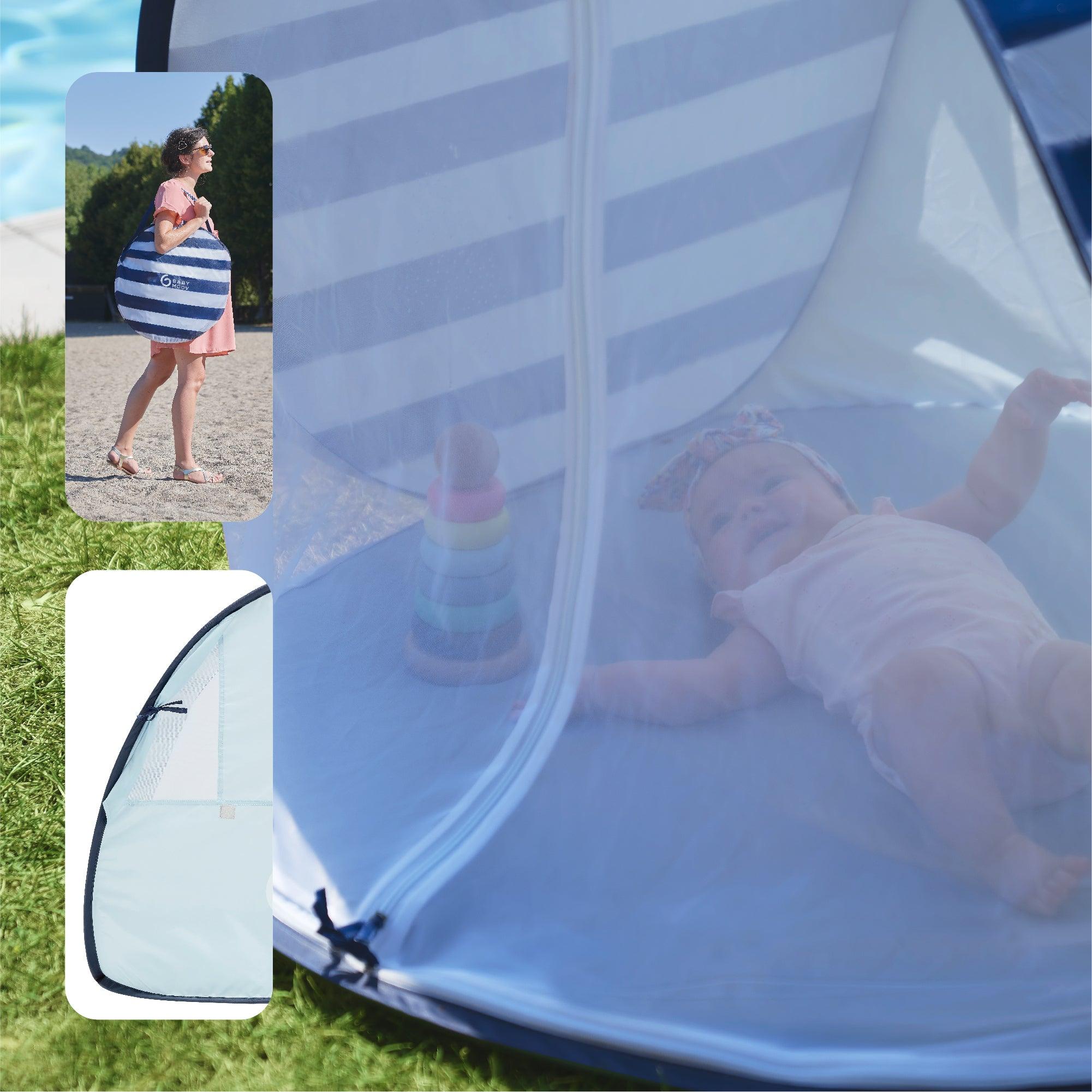 Babymoov Anti-UV Tent 50+ UPF Protection Mariniere | The Nest Attachment Parenting Hub