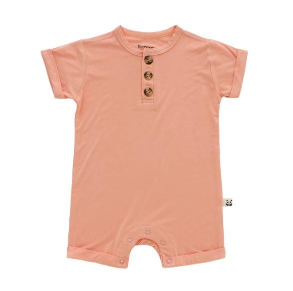 Bamberry Baby Button Down Romper - Salmon | The Nest Attachment Parenting Hub