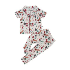 Bamberry Baby Holiday 2023 Short Sleeves Button Down PJ Set, Xmas Dog | The Nest Attachment Parenting Hub