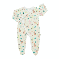 Bamberry Baby Kimono Side-Tie Footed Romper Llama | The Nest Attachment Parenting Hub
