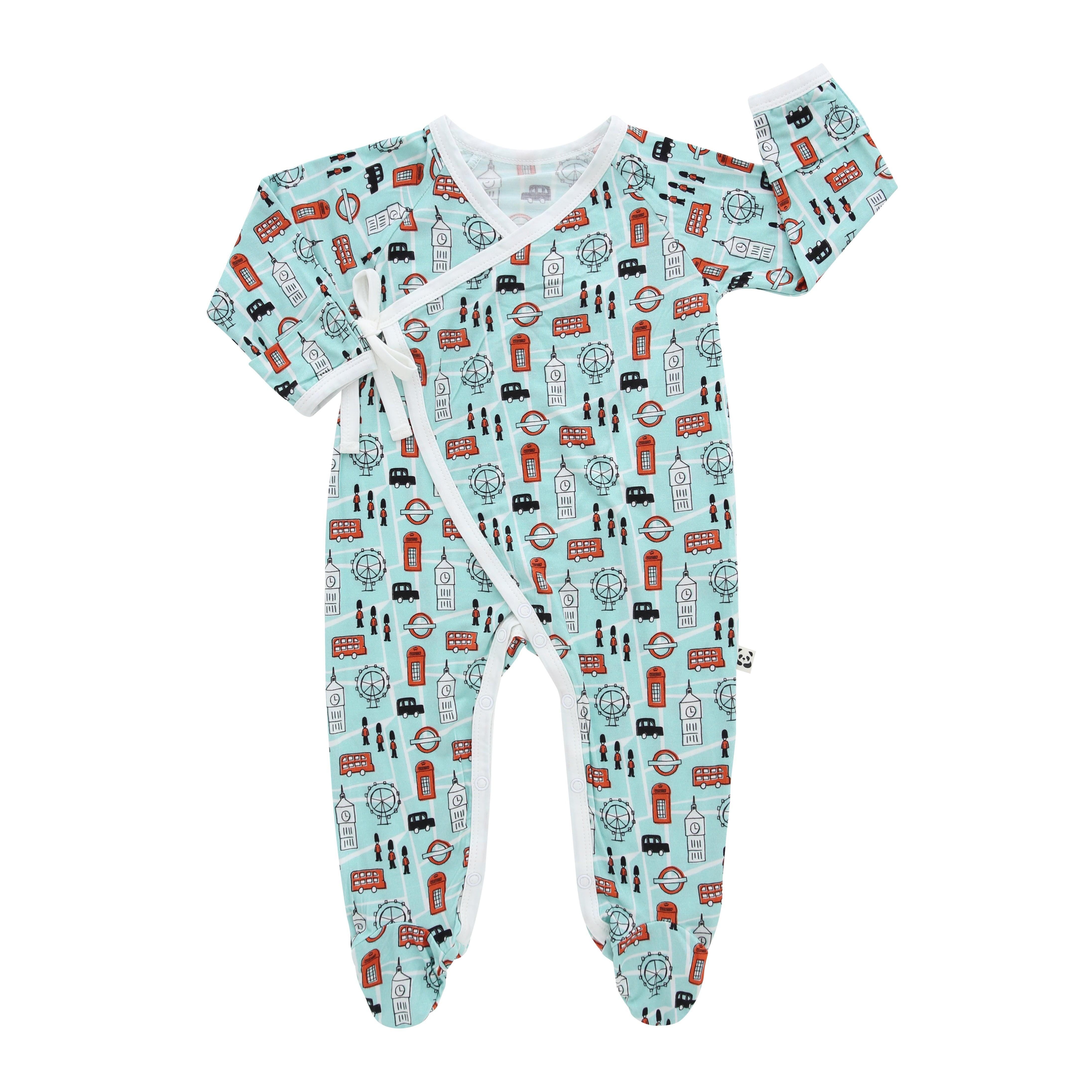 Bamberry Baby Kimono Side-Tie Footed Romper London | The Nest Attachment Parenting Hub