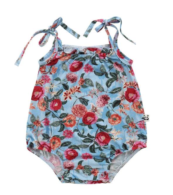 Bamberry Bubble Romper Floral Blue | The Nest Attachment Parenting Hub