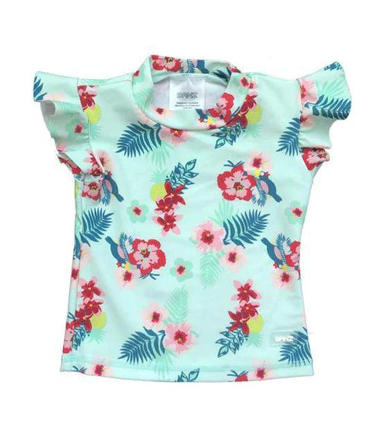 Banz Short Sleeve Rashy Mint Pansy (Top Only) | The Nest Attachment Parenting Hub