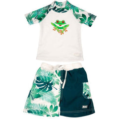 Banz Swimwear 2pc Short Sleeve Rash Guard + Shorts - Frog | The Nest Attachment Parenting Hub