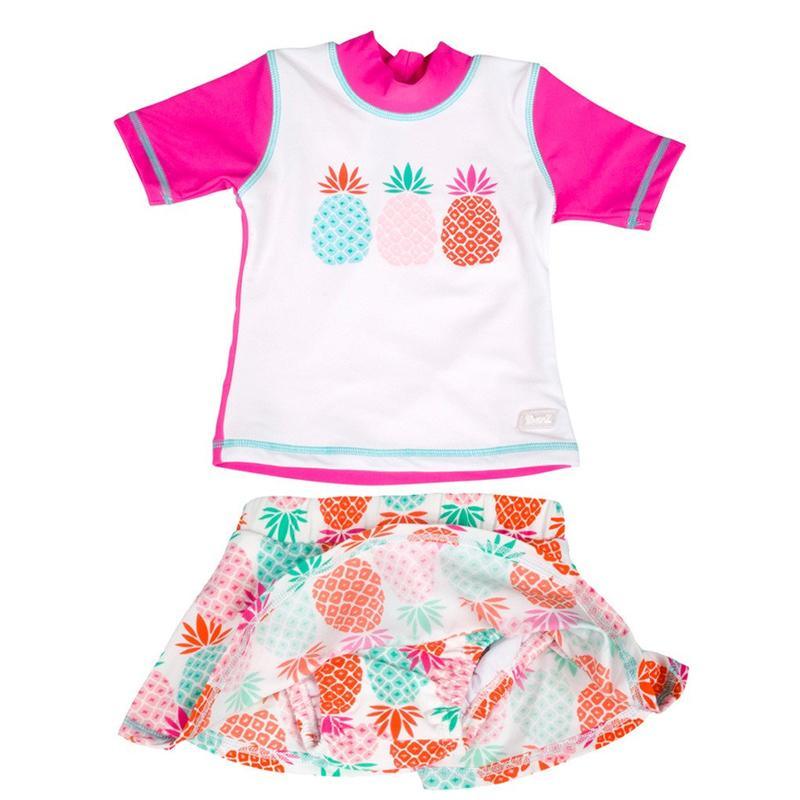 Banz Swimwear 2pc Short Sleeve Rash Guard + Shorts - Pineapple | The Nest Attachment Parenting Hub