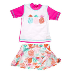 Banz Swimwear 2pc Short Sleeve Rash Guard + Shorts - Pineapple | The Nest Attachment Parenting Hub