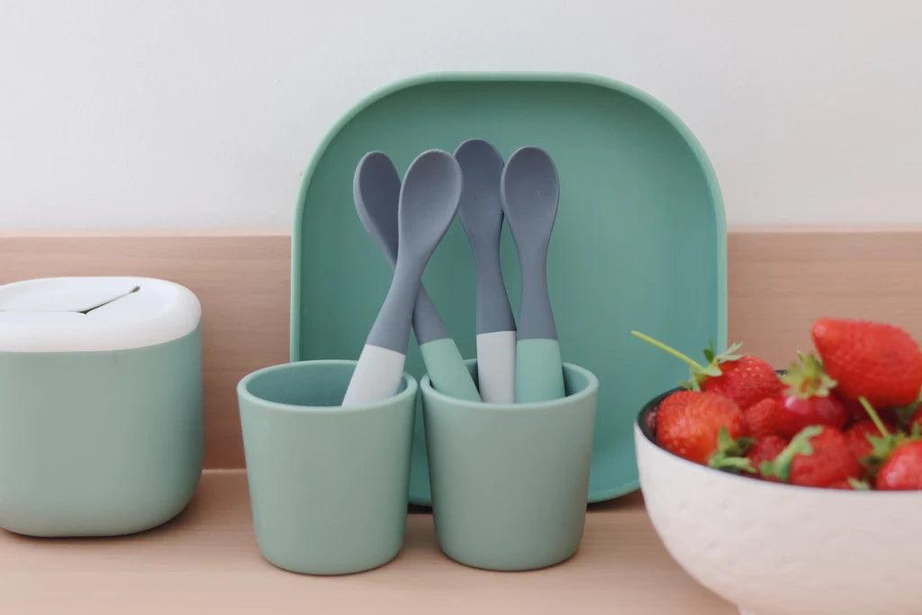 Beaba 1st Age Silicone Spoons Set of 4 Two-Tone | The Nest Attachment Parenting Hub