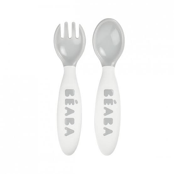 Beaba 2nd-Age Training Fork & Spoon Set with Case | The Nest Attachment Parenting Hub