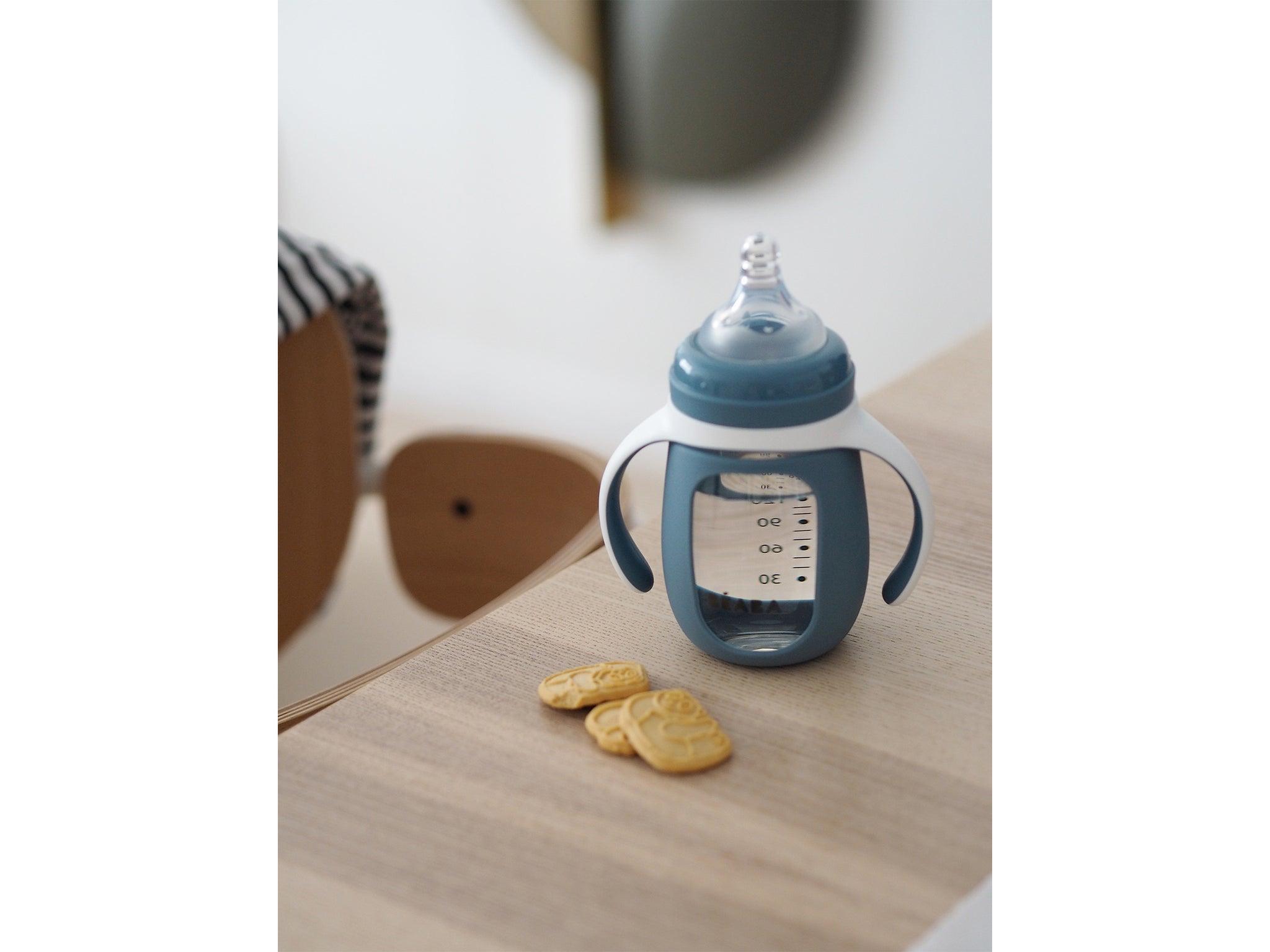 Beaba Glass Bottle with Silicone Protective Sleeve 210ml | The Nest Attachment Parenting Hub