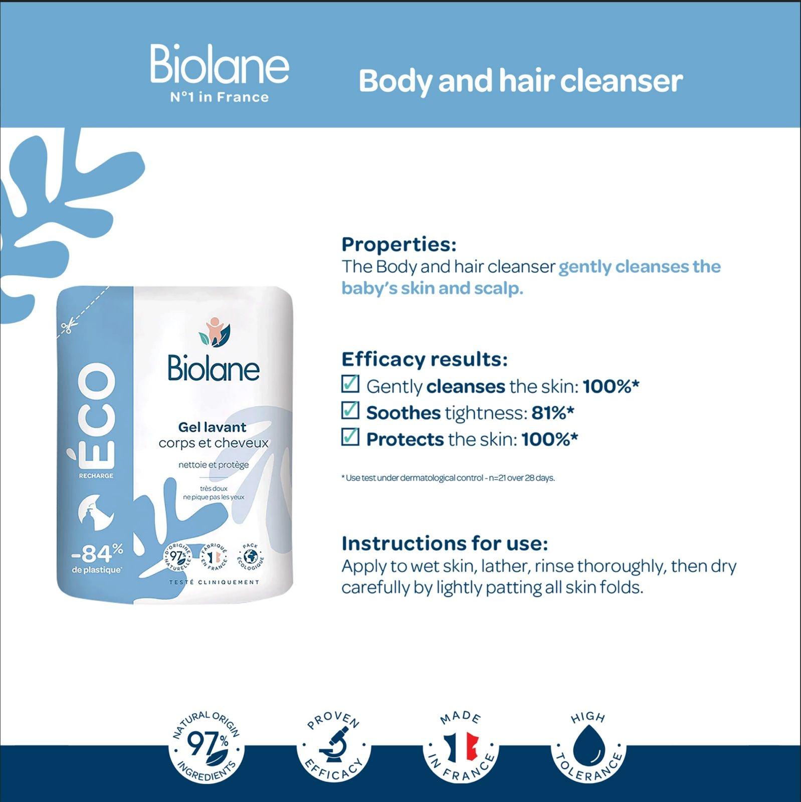 Biolane 2 in 1 Hair and Body Cleanser Eco-Pack (Gel Lavant) 500ml | The Nest Attachment Parenting Hub