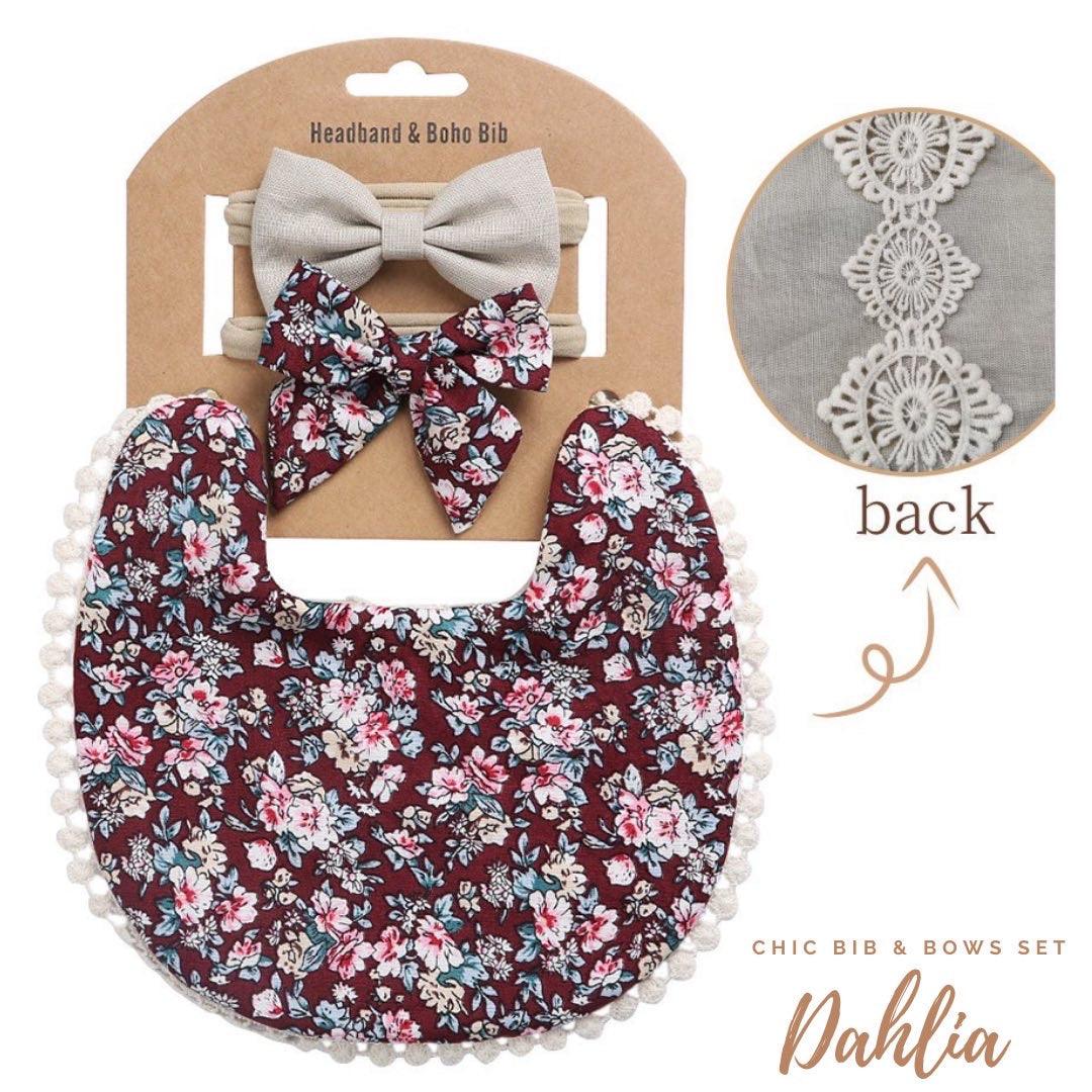 Blooming Wisdom Chic Bib & Bows Set - Dahlia | The Nest Attachment Parenting Hub