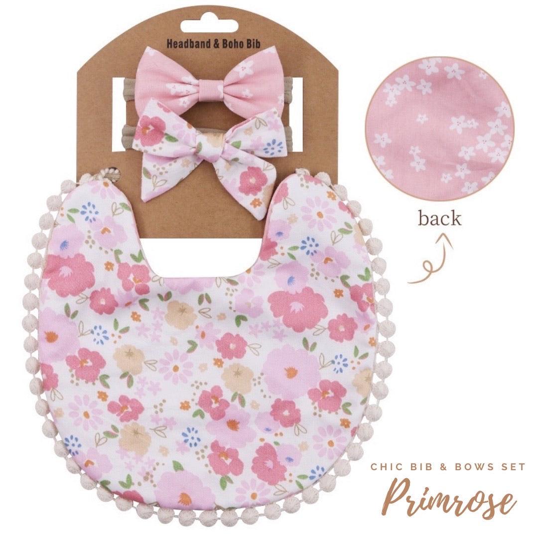 Blooming Wisdom Chic Bib & Bows Set - Primrose | The Nest Attachment Parenting Hub