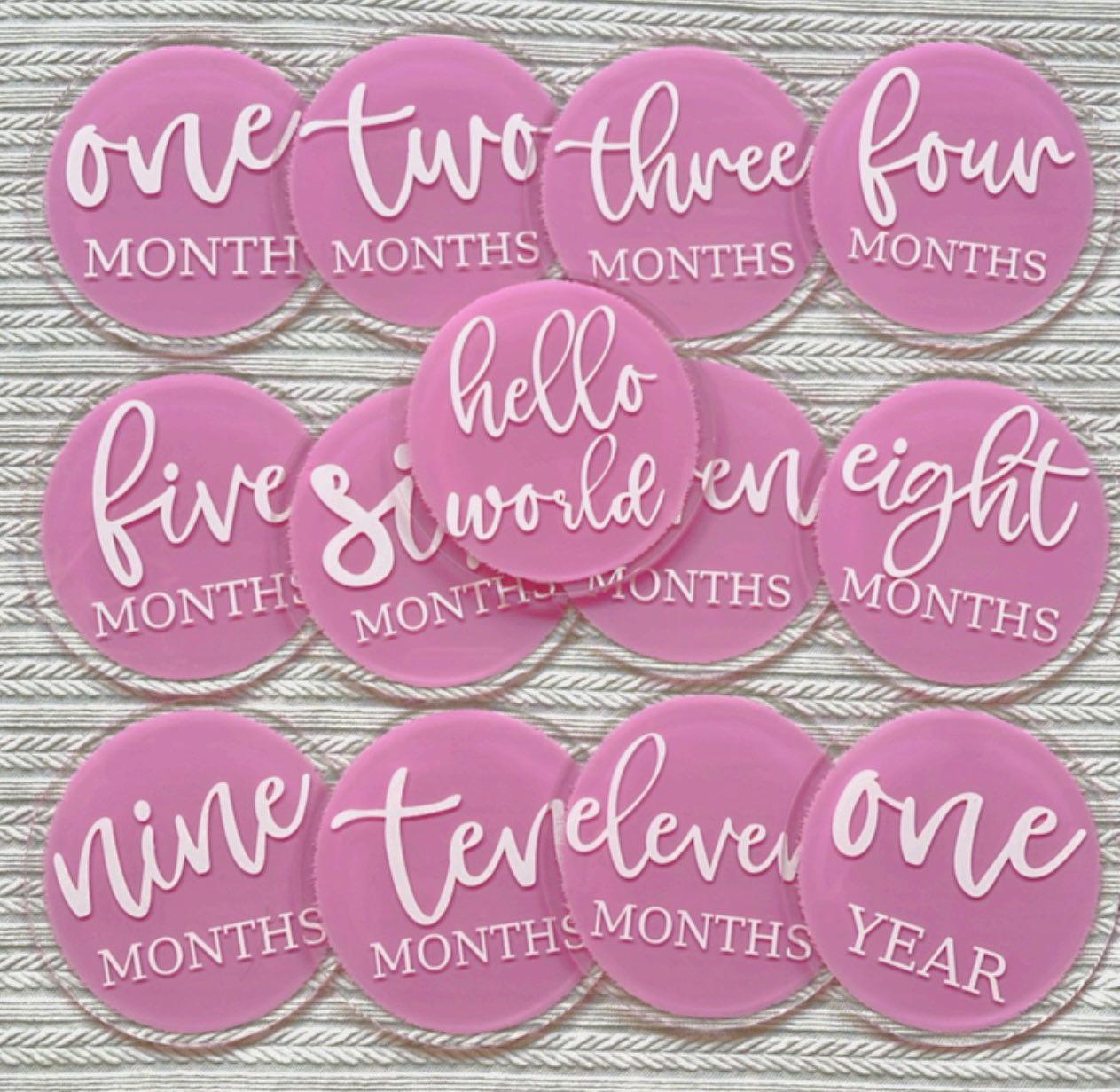 Blooming Wisdom Hello World Monthly Milestone Acrylic Discs | The Nest Attachment Parenting Hub