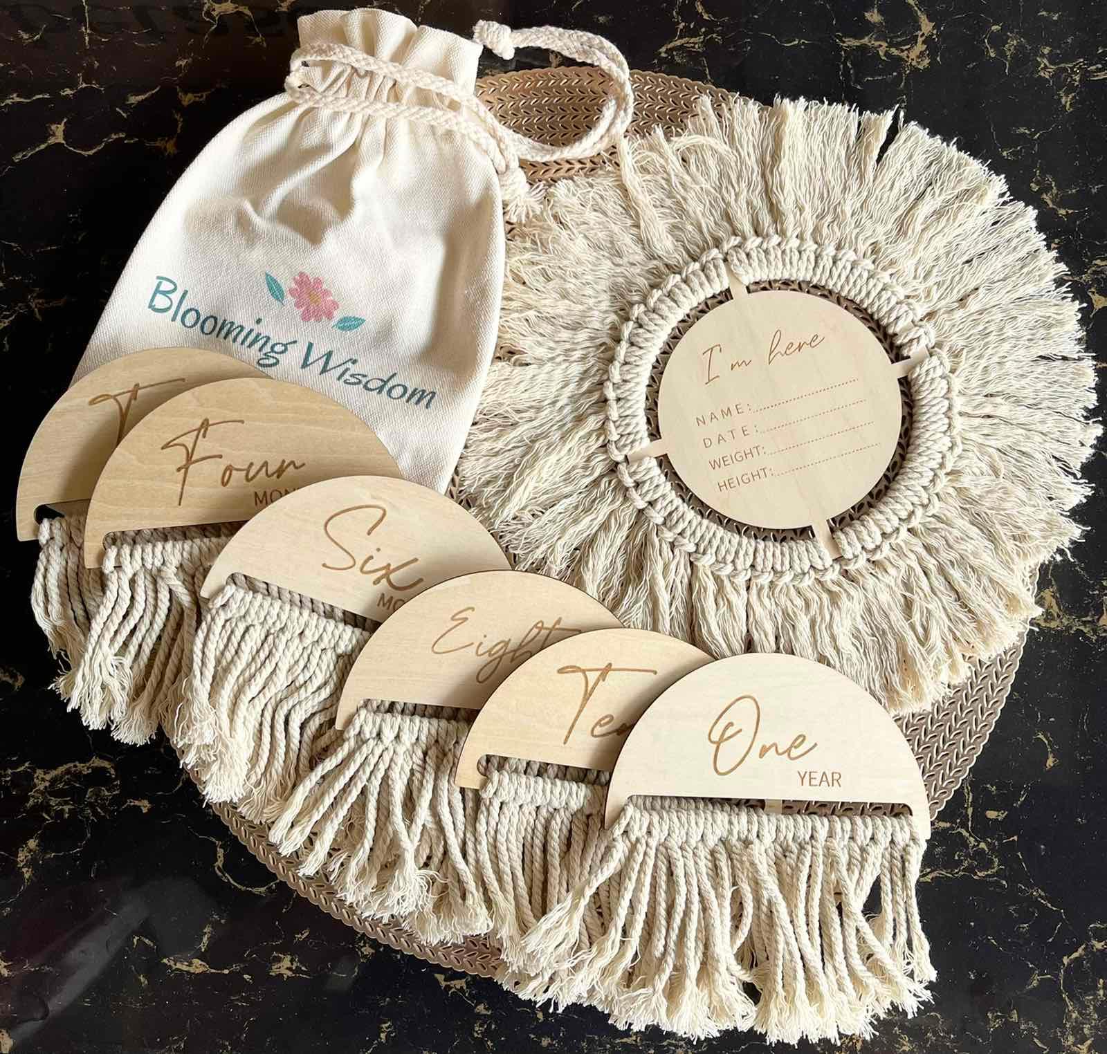 Blooming Wisdom Wooden Hello World & Monthly Milestone Cards | The Nest Attachment Parenting Hub