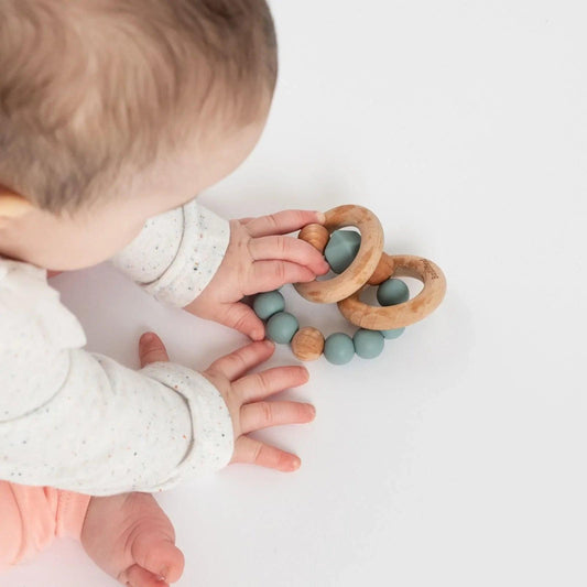 Booginhead PaciGrip Wood and Food-grade Silicone Beaded Pacifier Clip