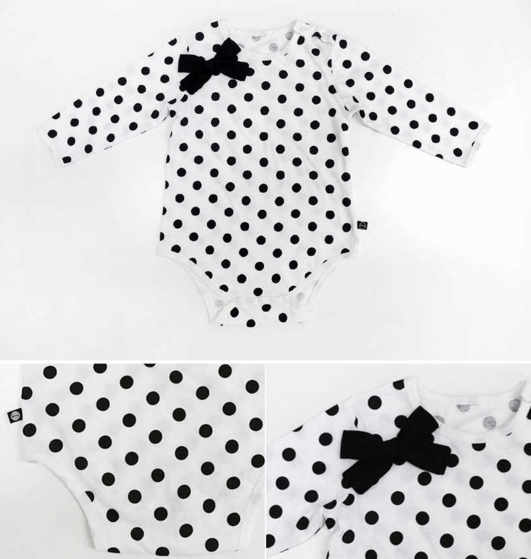 Borny Bodysuits Black & White Polka | The Nest Attachment Parenting Hub