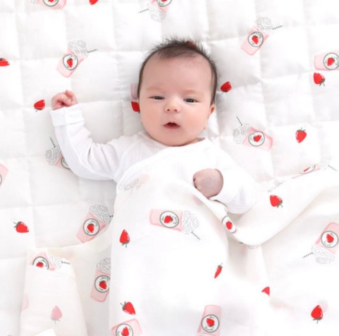 Borny Premium Gauze Blanket Strawberry Frappuccino | The Nest Attachment Parenting Hub