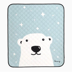 Borny Quilted Waterproof Mats Blue Polar Bear | The Nest Attachment Parenting Hub