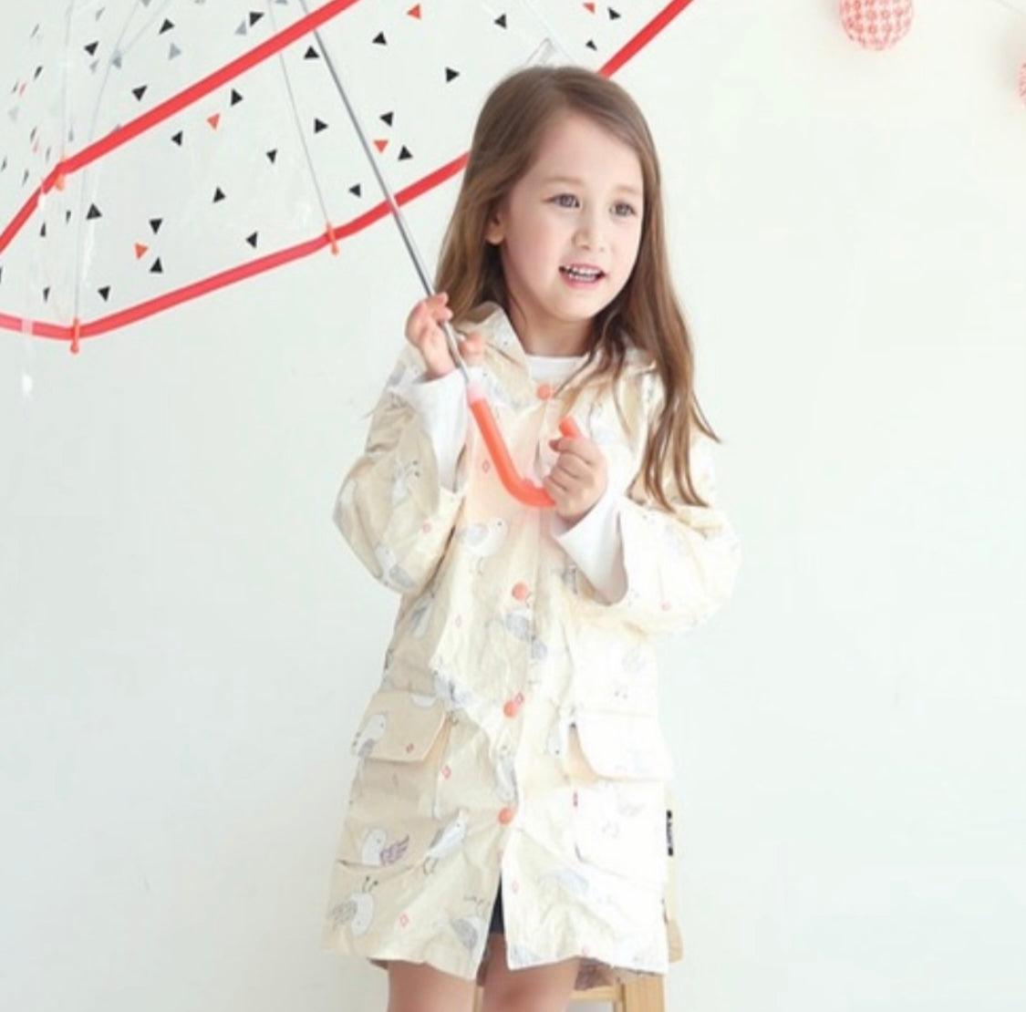 Borny Raincoat - Cream Bird | The Nest Attachment Parenting Hub