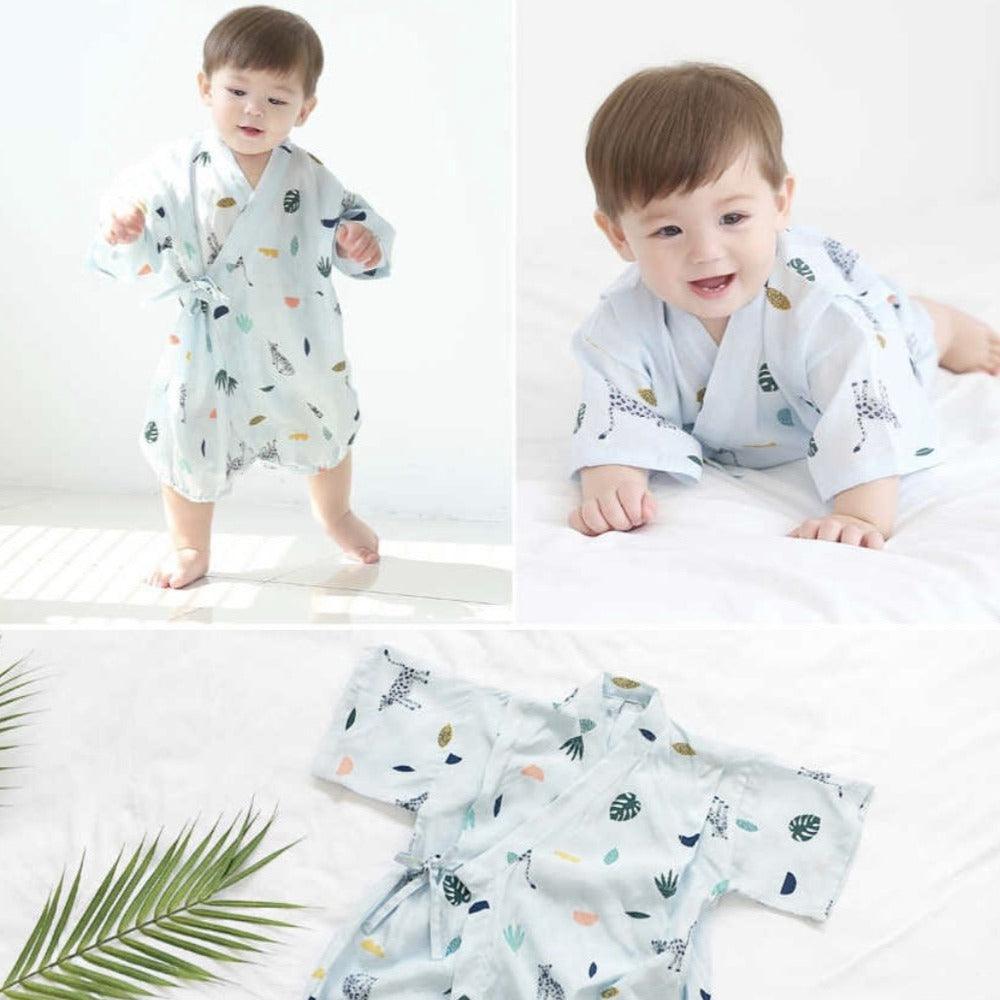 Borny Tie-Side Onesie Jungle (Blue) | The Nest Attachment Parenting Hub