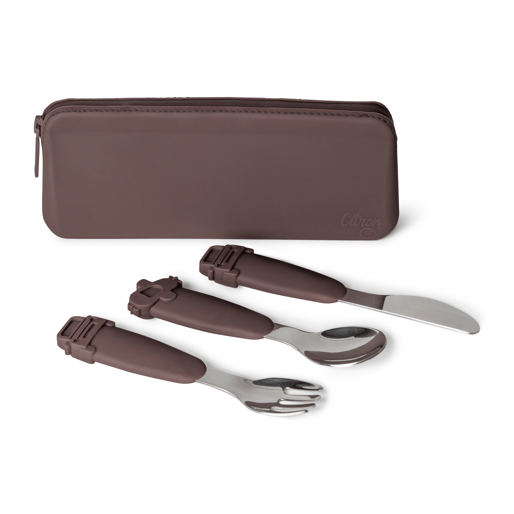 Citron Silicone Cutlery Set with Pouch | The Nest Attachment Parenting Hub