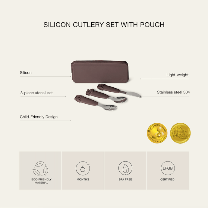 Citron Silicone Cutlery Set with Pouch | The Nest Attachment Parenting Hub