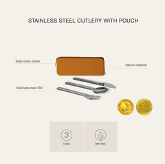 Citron Stainless Steel Cutlery with Pouch | The Nest Attachment Parenting Hub
