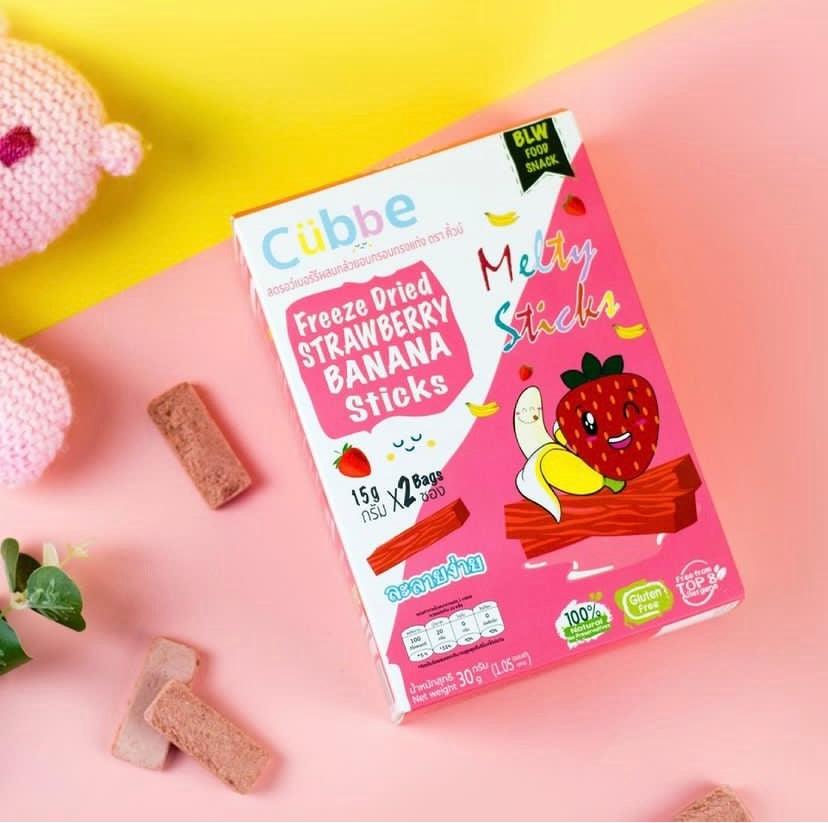 Cubbe Freeze Dried Strawberry Banana Sticks 8m+ | The Nest Attachment Parenting Hub