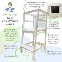Discover Living Toddler Learning Tower White 2in1 | The Nest Attachment Parenting Hub
