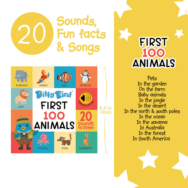 Ditty Bird First 100 Animals Sound Board Book | The Nest Attachment Parenting Hub