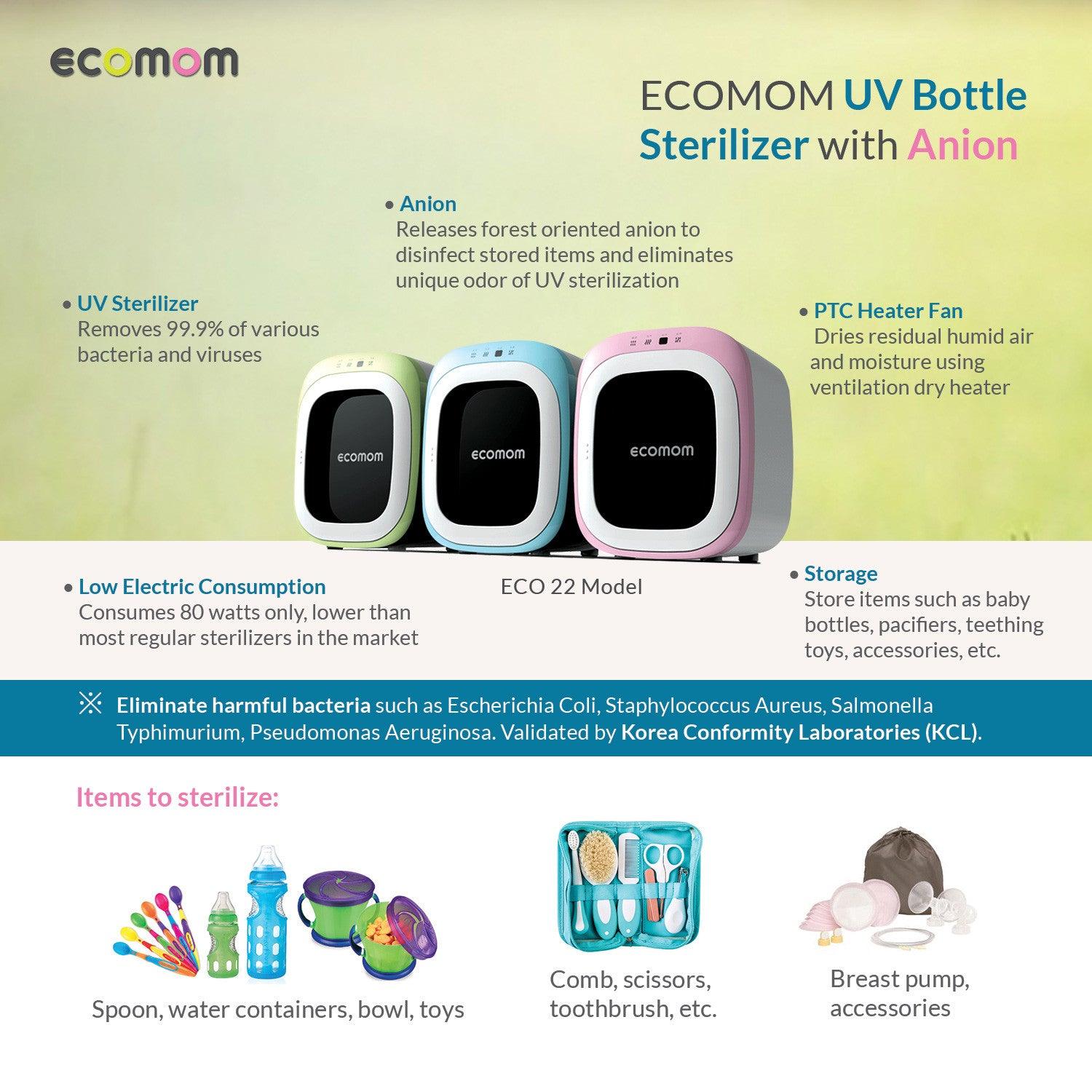 Ecomom ECO22 UV Sterilizer and Dryer with Anion | The Nest Attachment Parenting Hub