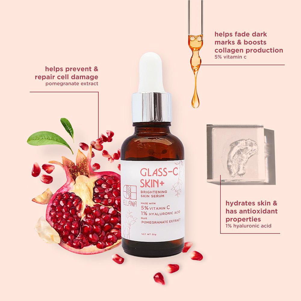 Ellana Minerals Glass-C Skin+ Brightening Serum With 5% Vit C And 1% HA | The Nest Attachment Parenting Hub