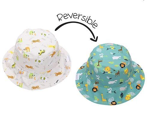 FlapJackKids Reversible Baby & Kids Patterned Sun Hat Grey Zoo | The Nest Attachment Parenting Hub