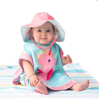 FlapJackKids Reversible Baby & Kids Patterned Sun Hat Mermaid & Seahorse | The Nest Attachment Parenting Hub