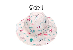 FlapJackKids Reversible Baby & Kids Patterned Sun Hat Pink Zoo | The Nest Attachment Parenting Hub