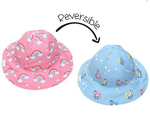 FlapJackKids Reversible Baby & Kids Patterned Sun Hat - Rainbow & Unicorn | The Nest Attachment Parenting Hub