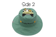 FlapJackKids UPF50 Cotton 3d Bucket Hats - Tiger & Safari Truck | The Nest Attachment Parenting Hub