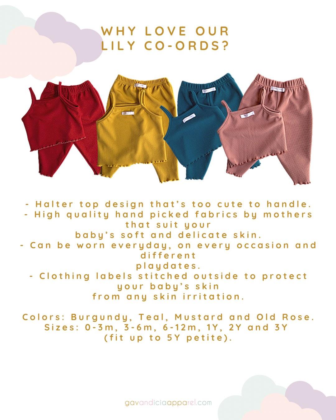 Gav + Icia Lily Co-ords - Burgundy | The Nest Attachment Parenting Hub